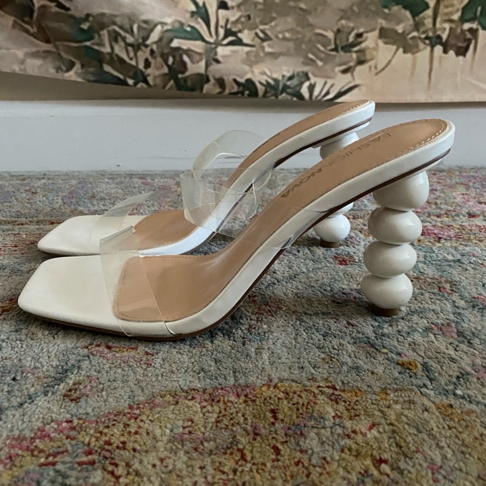 clear strap heels